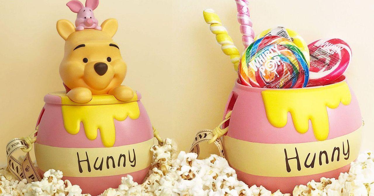 小熊維尼儲物桶，內裝著糖果與爆米花的可愛設計